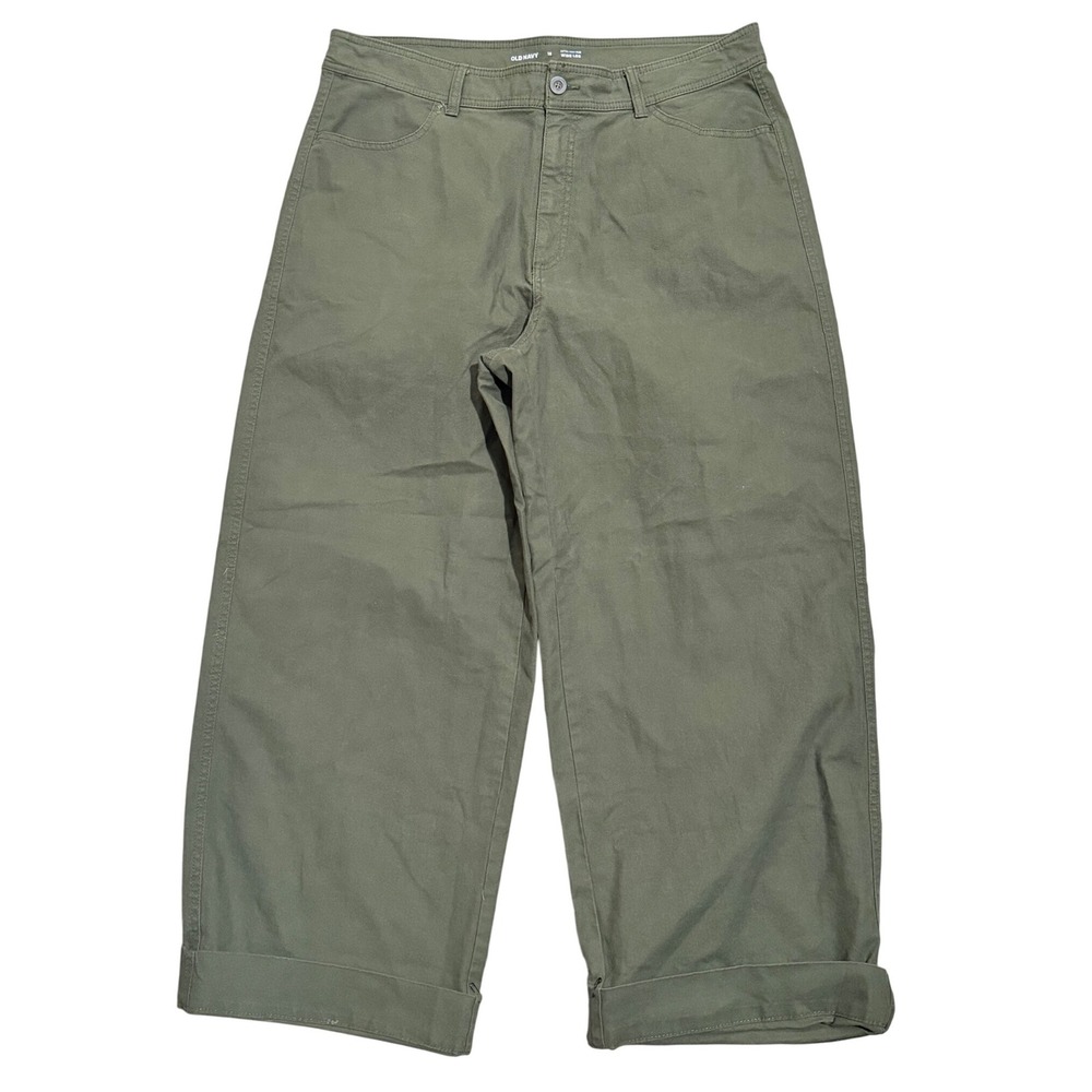 Old Navy Womens Plus 18 2X Extra High-Rise Wide Leg Pants Olive Green Utility
